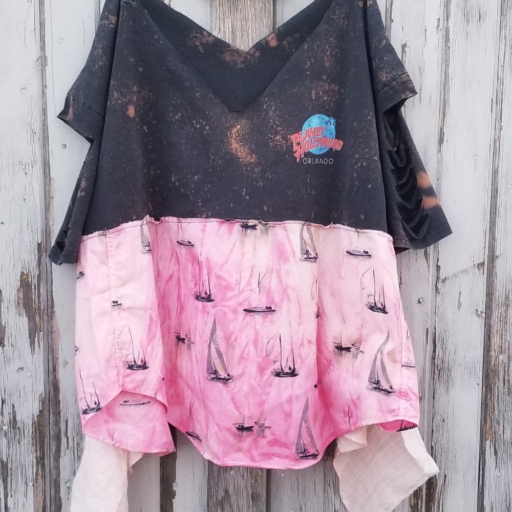 Nautical Planet Hollywood Upcycled Disney Boat Tee